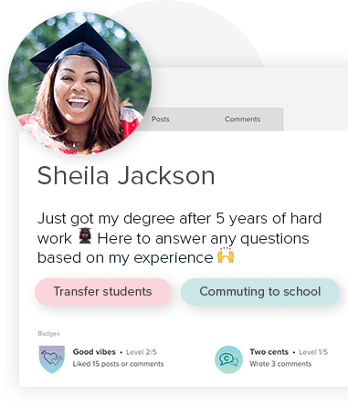 Sheila Jackson’s student profile page.